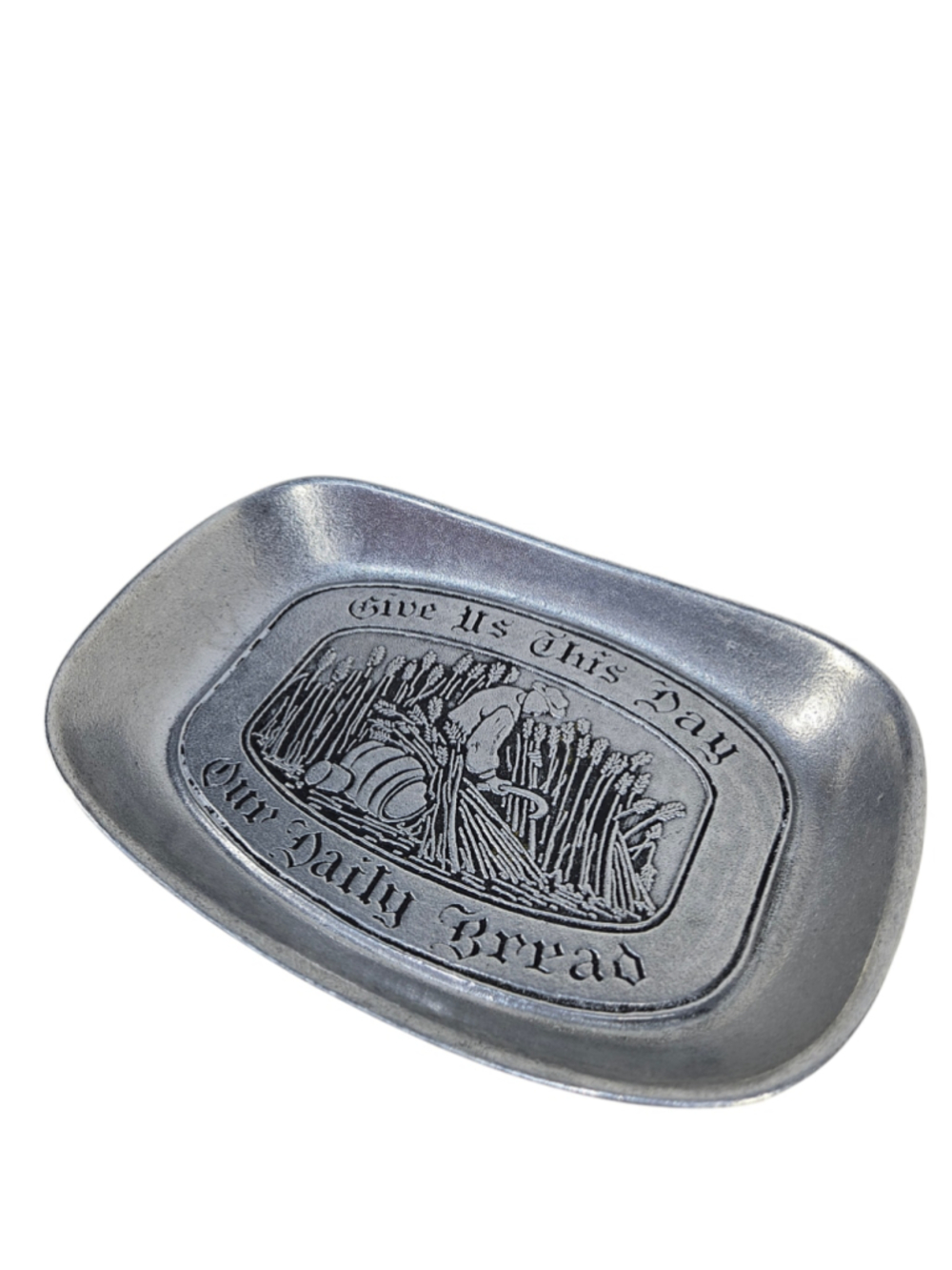 Vintage Wilton Armetale Pewter Bread Warmer Daily Bread Religious Serving Plate